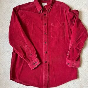 L.L. Bean vintage Red Corduroy traditional button down classic heritage medium